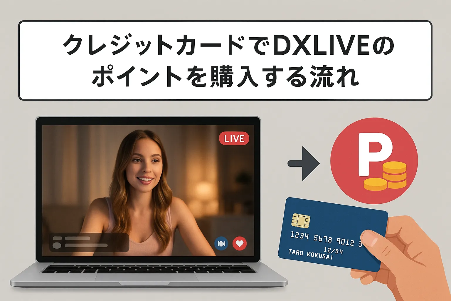 クレジットカードでDXLIVEのポイントを購入する流れ