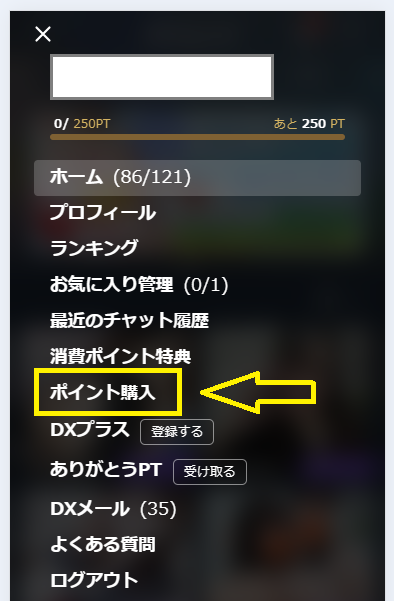 クレジットカードでDXLIVEのポイントを購入する流れ