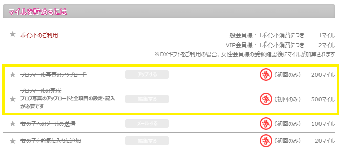 プロフィール項目を埋める