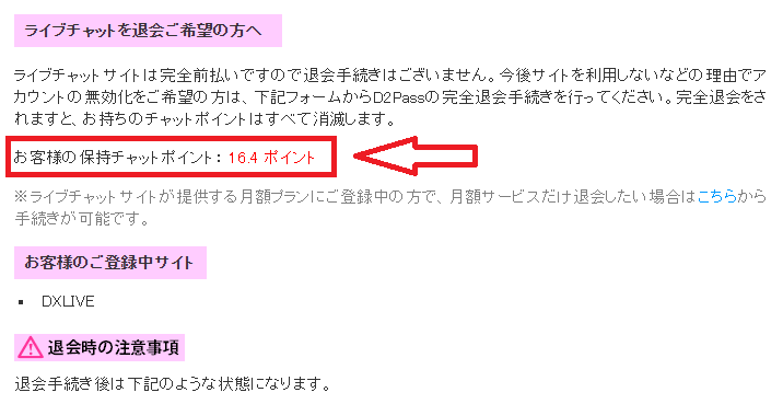 保有しているチャットポイントが消滅する