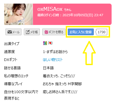 oxMISAoxのお気に入り登録者数