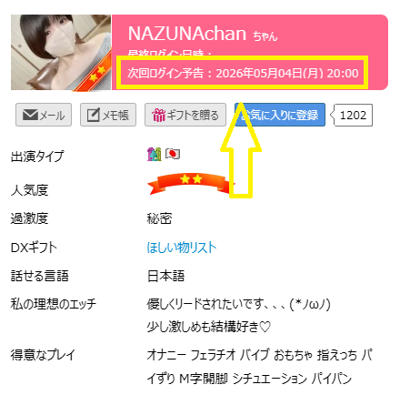 NAZUNAchan（なずな）の最新のログイン状況