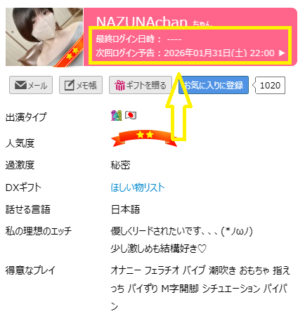 NAZUNAchan（なずな）の最新のログイン状況