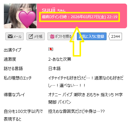suuiiの最新のログイン状況